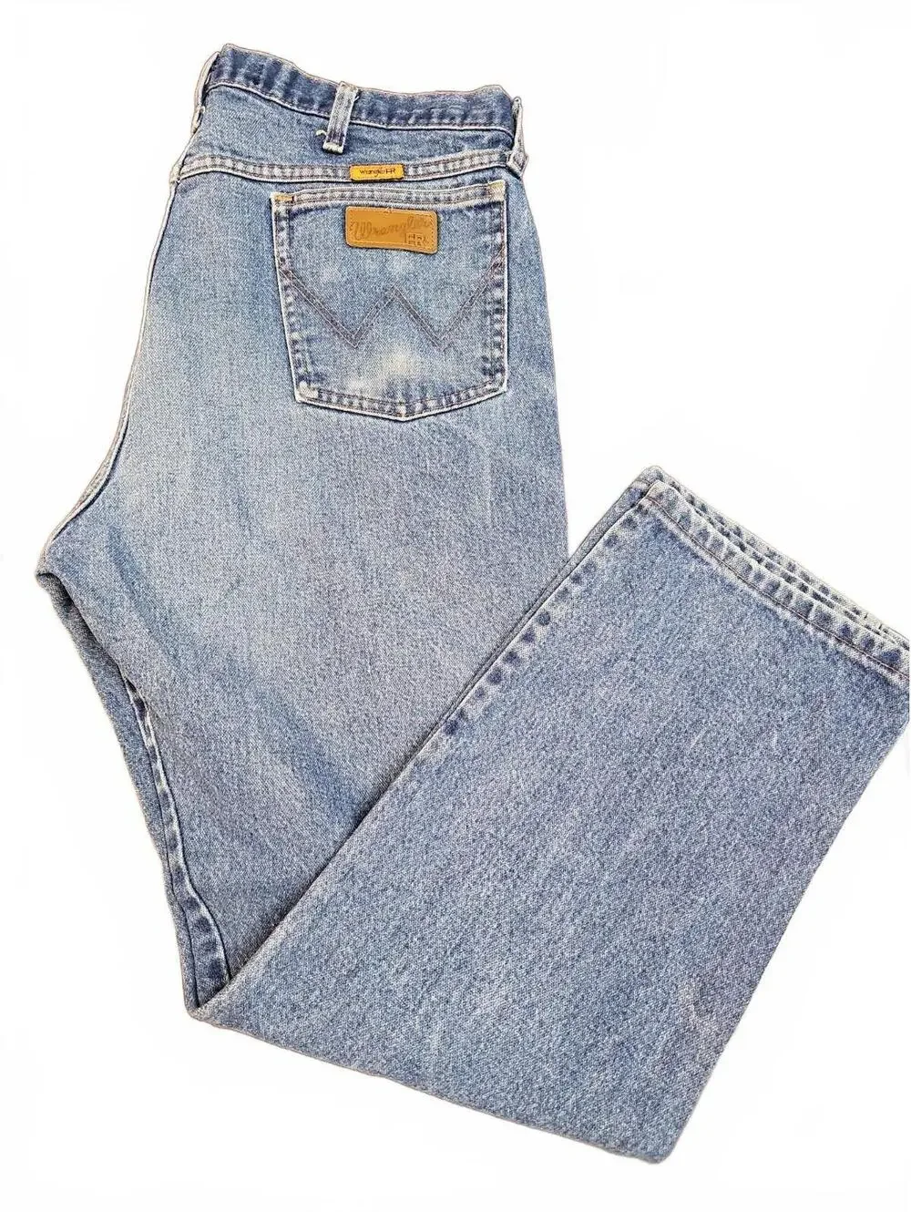 Wrangler 13 Original Fit Flame Resistant Straight Mid Wash Jeans Workwear 38X32